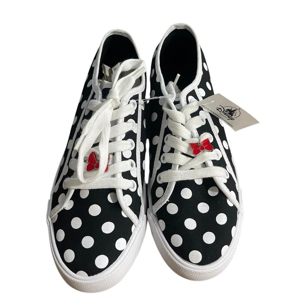 Disney Parks Minnie Mouse Polka Dot Canvas Lace up Sneakers SZ 6 Disneyland NWT